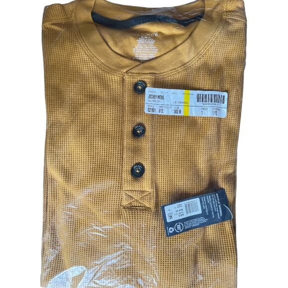 Lot 2 Jockey Yellow Waffle Henley Long Sleeve Top, M - Picture 4 of 9